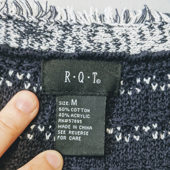 R•Q•T Button Down Cardigan Navy Blue Size Medium - Picture 5 of 9